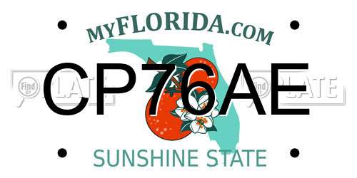 CP76AE Florida License Plate