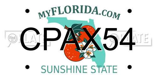 CPAX54 Florida License Plate