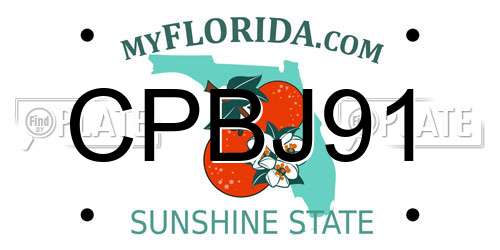 CPBJ91 Florida License Plate