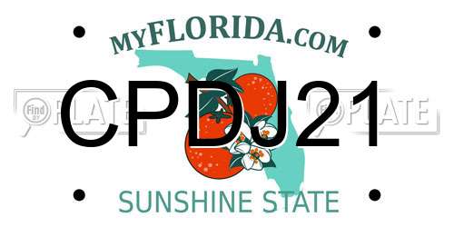 CPDJ21 Florida License Plate