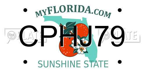 CPHJ79 Florida License Plate