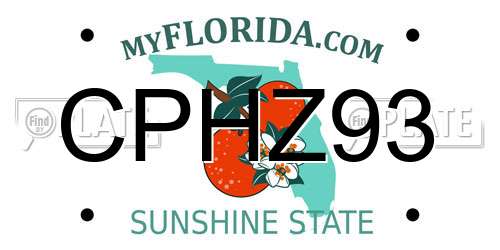CPHZ93 Florida License Plate