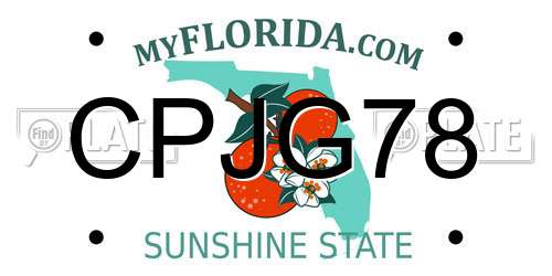 CPJG78 Florida License Plate