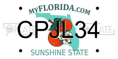 CPJL34 Florida License Plate