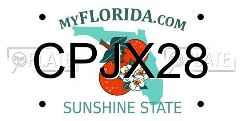CPJX28 Florida License Plate