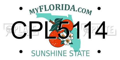 CPL5114 Florida License Plate