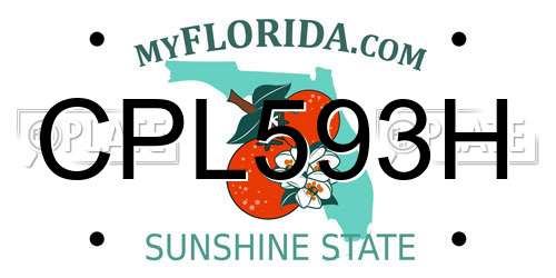 CPL593H Florida License Plate