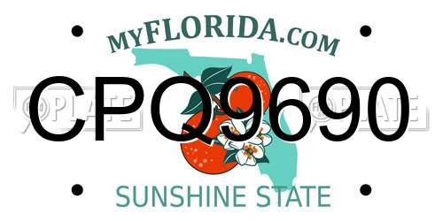 CPQ9690 Florida License Plate