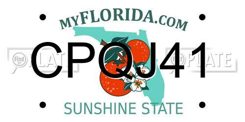 CPQJ41 Florida License Plate