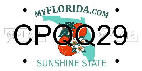 CPQQ29 Florida License Plate