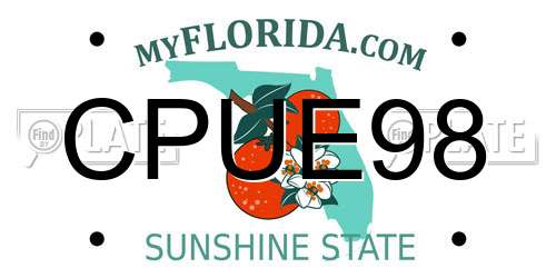CPUE98 Florida License Plate
