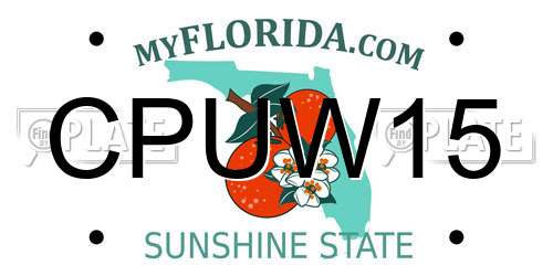 CPUW15 Florida License Plate