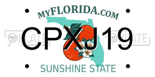 CPXJ19 Florida License Plate