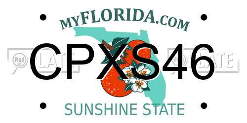 CPXS46 Florida License Plate