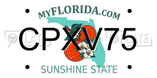 CPXV75 Florida License Plate