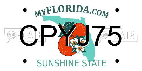 CPYJ75 Florida License Plate