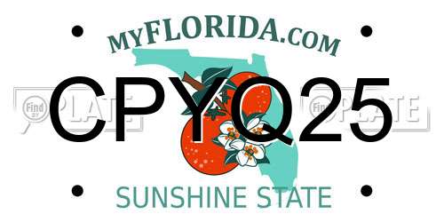 CPYQ25 Florida License Plate