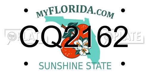 CQ2162 Florida License Plate