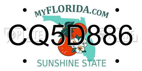 CQ5D886 Florida License Plate