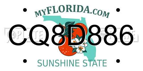 CQ8D886 Florida License Plate