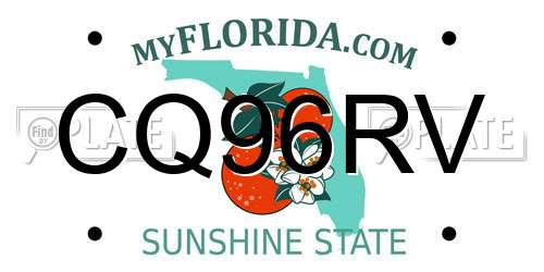 CQ96RV Florida License Plate