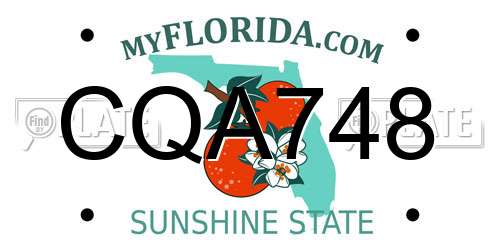 CQA748 Florida License Plate
