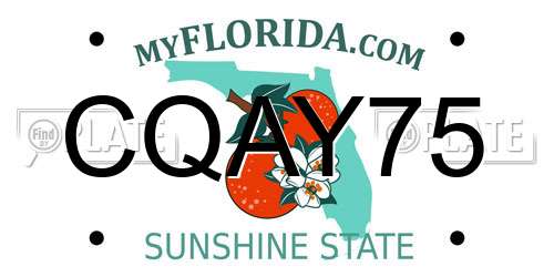 CQAY75 Florida License Plate