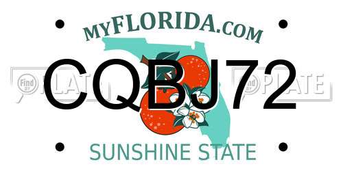 CQBJ72 Florida License Plate