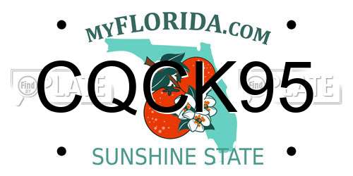 CQCK95 Florida License Plate