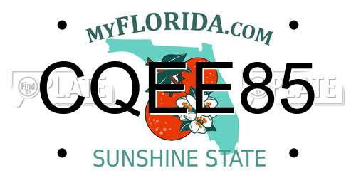 CQEE85 Florida License Plate