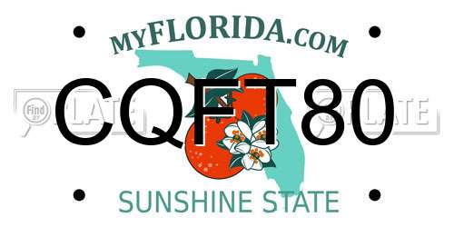 CQFT80 Florida License Plate