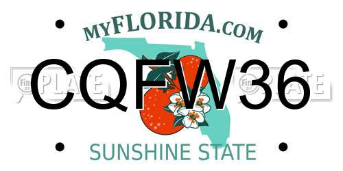 CQFW36 Florida License Plate