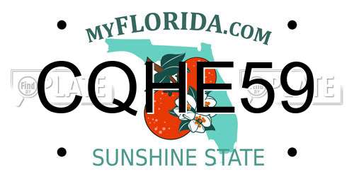 CQHE59 Florida License Plate