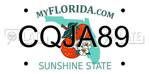 CQJA89 Florida License Plate