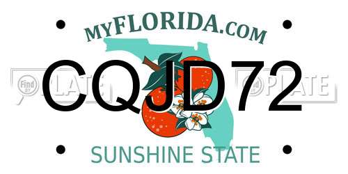 CQJD72 Florida License Plate