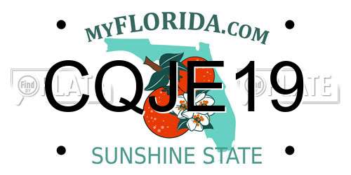 CQJE19 Florida License Plate