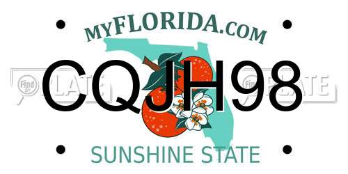CQJH98 Florida License Plate