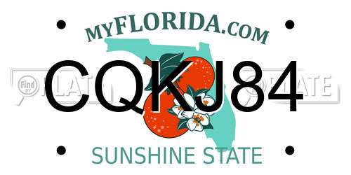 CQKJ84 Florida License Plate