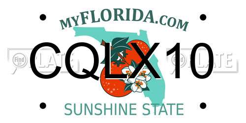 CQLX10 Florida License Plate