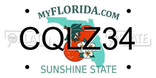CQLZ34 Florida License Plate
