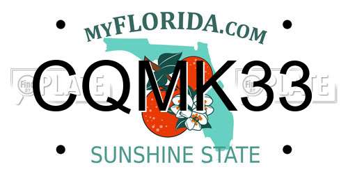 CQMK33 Florida License Plate