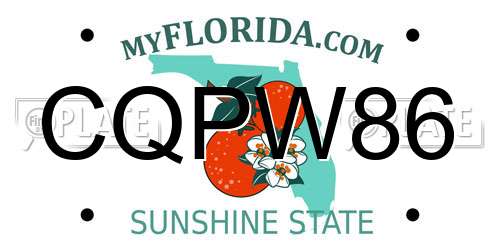 CQPW86 Florida License Plate