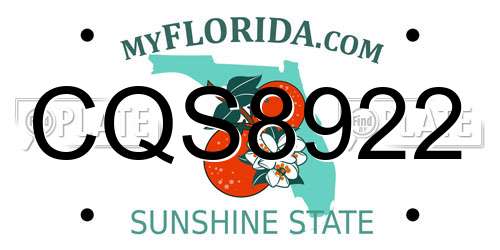 CQS8922 Florida License Plate