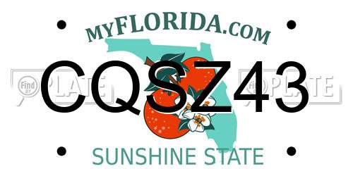 CQSZ43 Florida License Plate