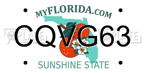 CQVG63 Florida License Plate