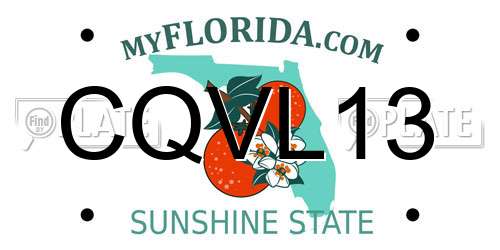 CQVL13 Florida License Plate