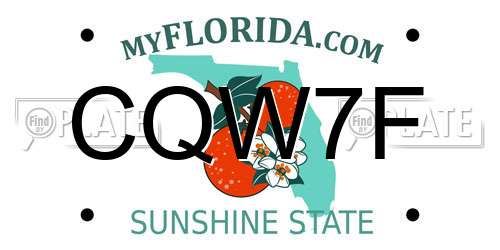 CQW7F Florida License Plate