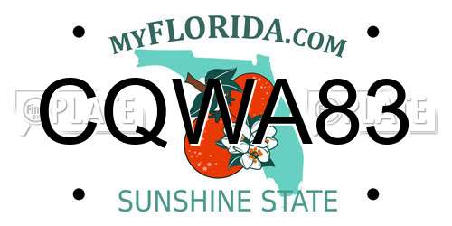 CQWA83 Florida License Plate