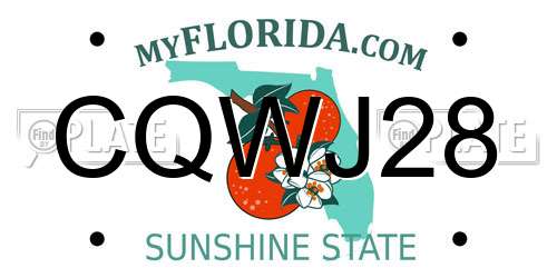 CQWJ28 Florida License Plate