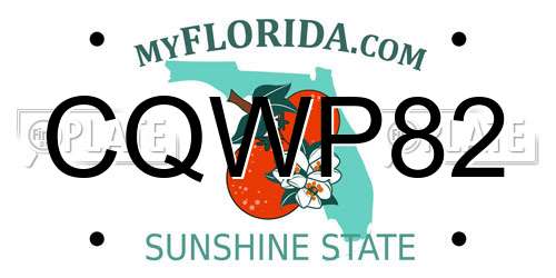 CQWP82 Florida License Plate